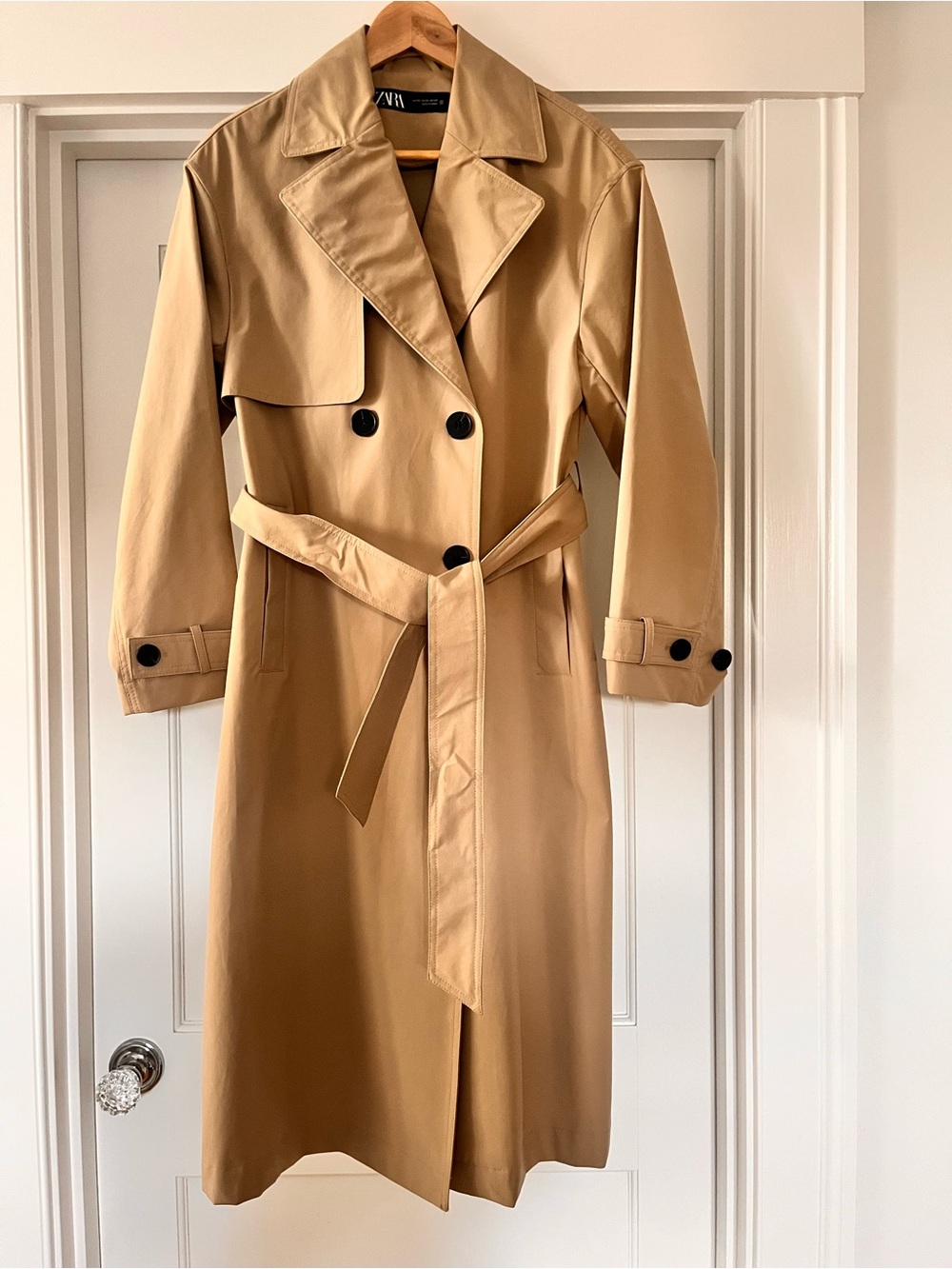 ZARA Beige Double-Breasted Trench Coat with Belt